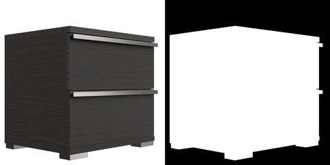 3D rendering illustration of a two drawers bedside table