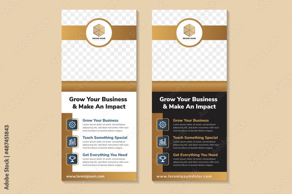 Poster roll up banner template design for grow your business and make an impact. vertical layout with space