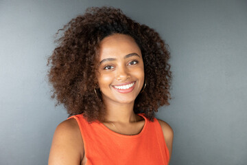 portrait of a woman with curly hair