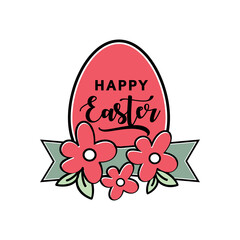 Happy Easter card with decorative floral egg.
