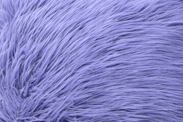 Color of the year 2022, Very Peri. Top view Fluffy wool texture sample. Fashionable beauty, trendy and modern design concept.