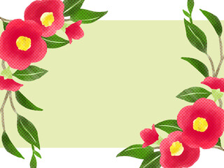 赤い椿の花のフレーム背景