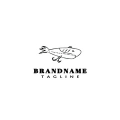fishing lure logo cartoon design template icon black isolated vector