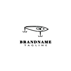 fishing lure logo cartoon design template icon black isolated vector