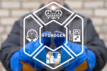 Innovative industrial ecological concept of green pure hydrogen production. H2 Fuel Modern...