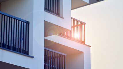 Abstract architecture, fragment of modern urban geometry,. Modern apartment building on a sunny day...