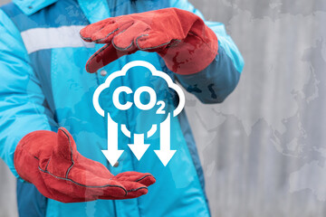 CO2 reduction industry concept. Carbon dioxide harmful emissions reduce. Investment ecology...