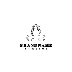 fishing hook logo cartoon design template icon black isolated vector illustration
