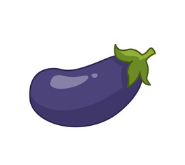 Blue eggplant. Vector illustration of a vegetable in a cartoon childish style. Isolated funny clipart on white background. cute print.