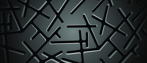 Abstract black diagonal stripes on dark gradient background. Modern background with lines and shadows. Vector backdrop EPS 10