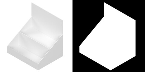 3D rendering illustration of a two tiers counter display