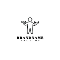 man training lifting dumbbell logo icon design template vector