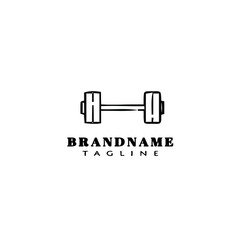cute dumbbell cartoon icon design template logo black isolated vector illustration