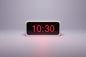 3d alarm clock displaying current time with hour and minute 10.30 - Digital clock with red numbers - Time to wake up, attend meeting or appointment - Ring bounce alarm clock background image