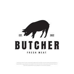 Logo Design Pig, pork. Vintage, retro for Butchery, typography Pork, pig silhouette logo design graphic vector