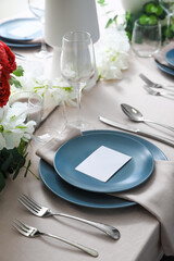 Stylish table setting with blank card