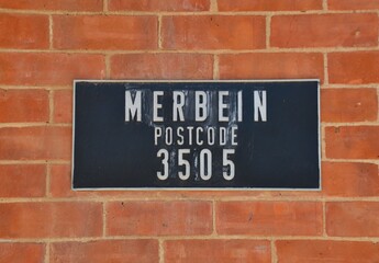 Post office mail sign in Merbein Australia with postcode or zip code