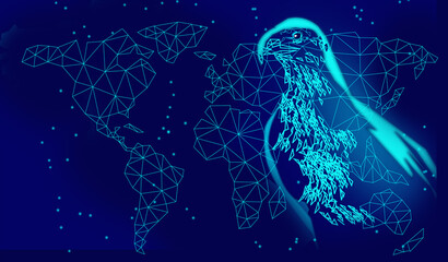 World map with eagle.