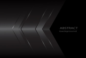 Abstract silver arrow direction in black luxury futuristic space design background.