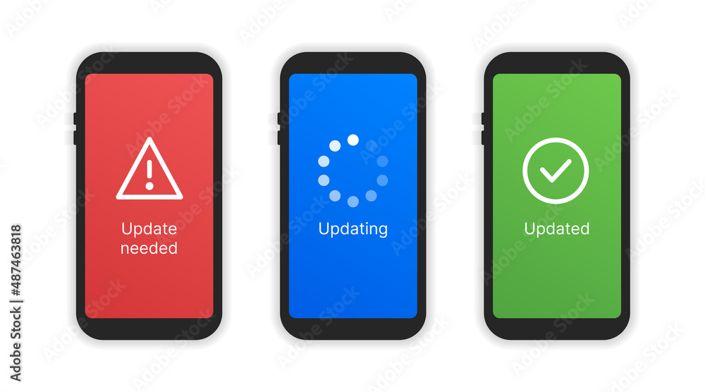 Leinwandbilder Phone update icon set. System software update and upgrade concept.