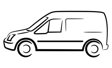 Car sketch outline. Minivan vector illustration.