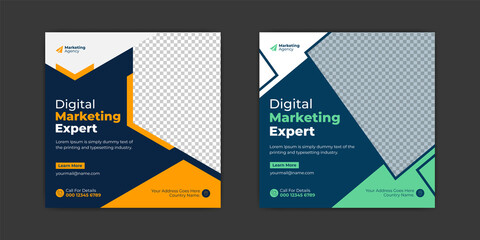 Digital business marketing social media frame post template for corporate business. Suitable for social media posts, quotes, and web internet ads.