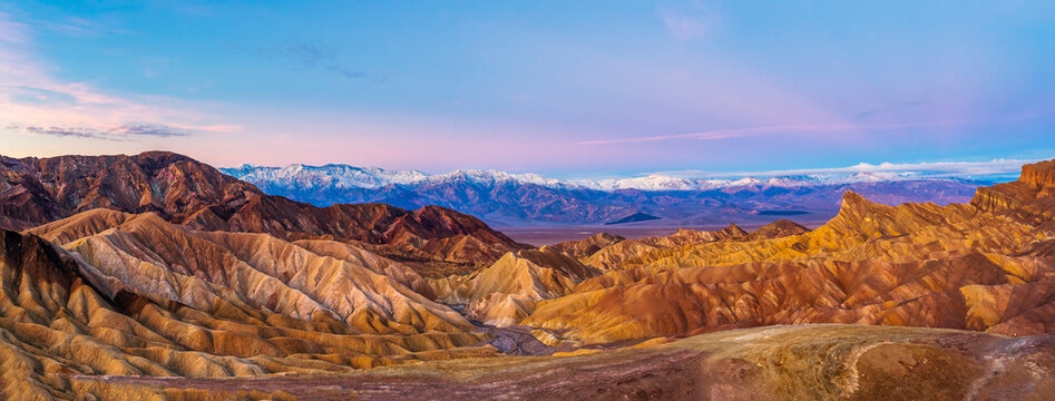 Panorama of the desert sunrise sunset, mountains © Mark