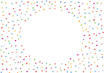 カラフルな紙吹雪のフレームイラスト