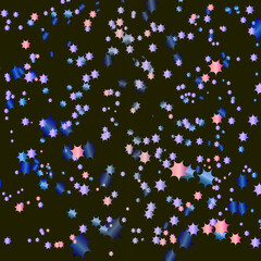 Many star-shaped figures on a black background.3d.