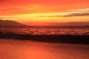 Sunset reflecting volcanic ashes looks like apocolypse