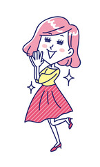 感激して手を合わせる若い女性