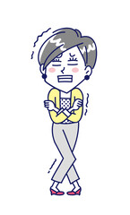 震えて怯える若い女性