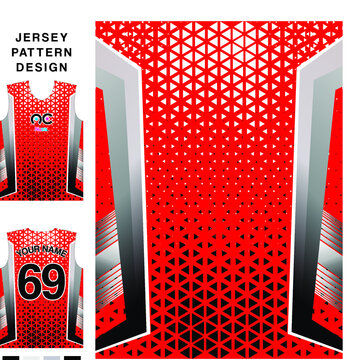 basketball jersey pattern design template. red abstract background