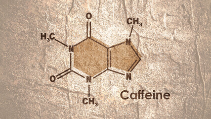 Structural chemical formula of caffeine. Infographics illustration.