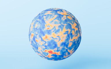 A abstract sphere with blue background, 3d rendering.