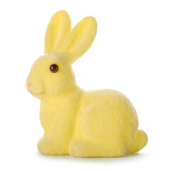 Cute yellow Easter bunny on white background
