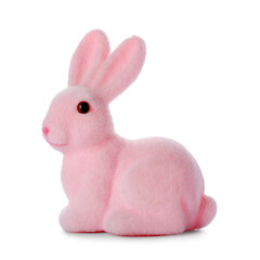 Cute pink Easter bunny on white background