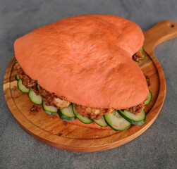 Homemade pastry to celebrate Mother's Day. Heart Shape Chicken Burger. Dedicated to all the mothers...