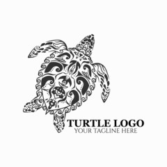 Turtle logo vector, sea turtle silhouette, turtle icon illustration