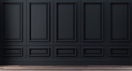 Classic luxury black empty interior with wall molding panels