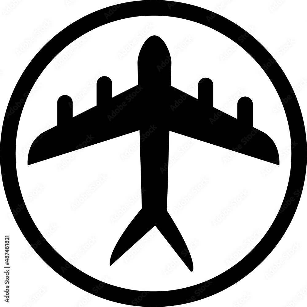 Poster airplane icon symbol vector in circle..eps