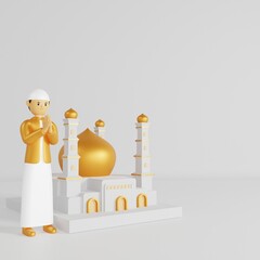 3D cartoon illustration islamic ramadan kareem celebrate