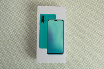 White cell phone box on the background