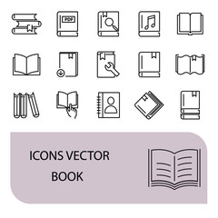 book icons set . book pack symbol vector elements for infographic web