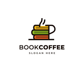 Book coffee education read library vector logo design. Creative simple learning recipe logo design