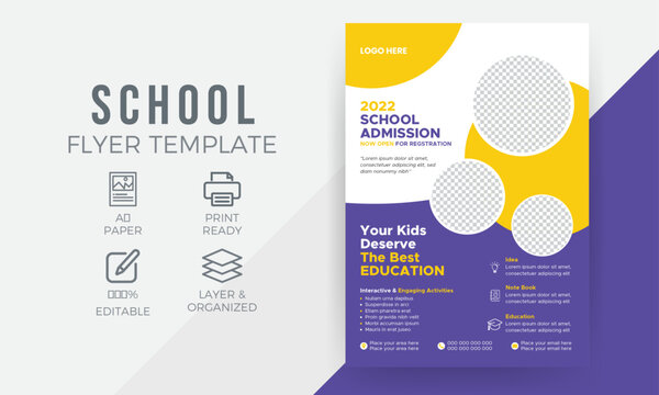 School flyer design, kids education flyer, college admission leaflet brochure design, abstract background
