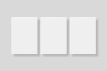 Floating blank paper for mockup. 3D Render.