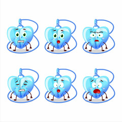 Character cartoon of crystal heart necklace with scared expression