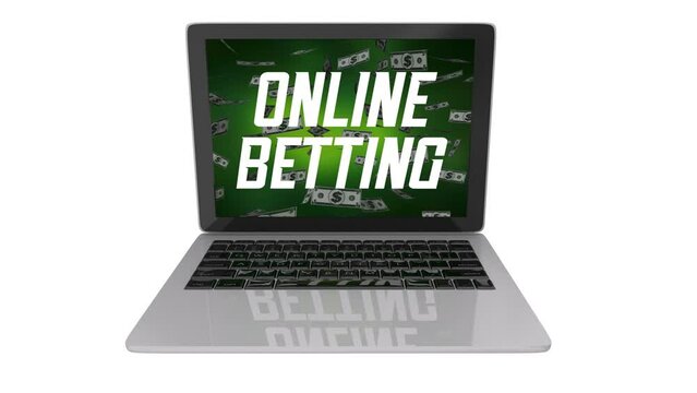 Online Betting Laptop Computer Sportsbook Website Internet Gambling 3d Animation
