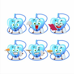 happy crystal heart necklace waiter cartoon character holding a plate